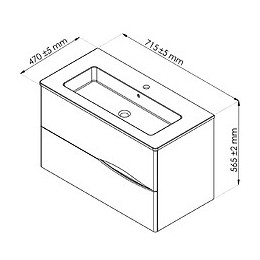 Meuble À Suspendre 2doo - L70cm - Noir - Toucher Doux - Livré Monté