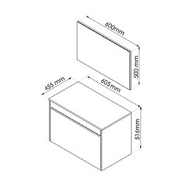 Meuble À Suspendre Maple - L60cm - Chêne Gris - Mélaminé - Livré Monté