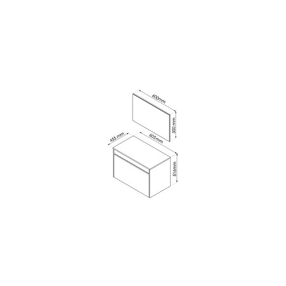 Meuble À Suspendre Maple - L60cm - Chêne Gris - Mélaminé - Livré Monté