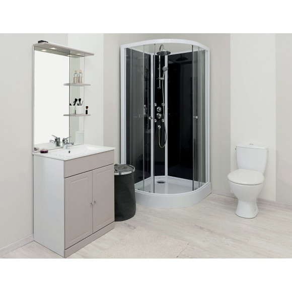 Meuble À Poser Tolede - 80cm - Taupe - Pvc Brillant - Livré En Kit