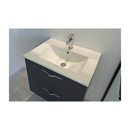 Meuble À Suspendre Obvio S+ - L80cm - Gris - Mélaminé - Livré Monté - One Pack