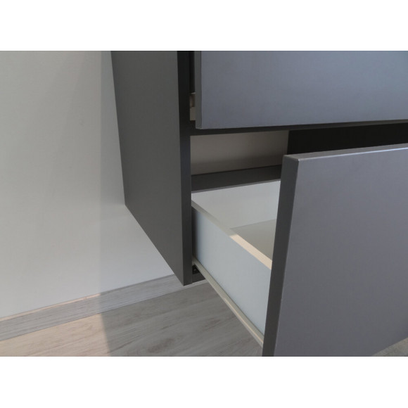 Meuble À Suspendre Obvio S+ - L80cm - Gris - Mélaminé - Livré Monté - One Pack