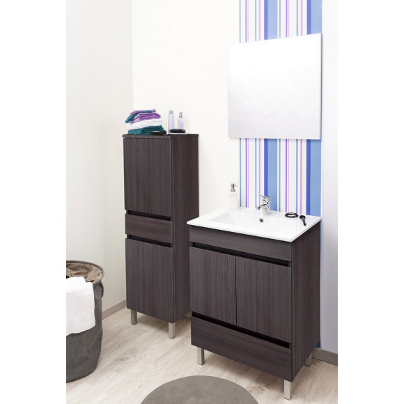 Meuble À Poser Lancelo - L80cm - Gris Foncé - Mélaminé - Livré Monté