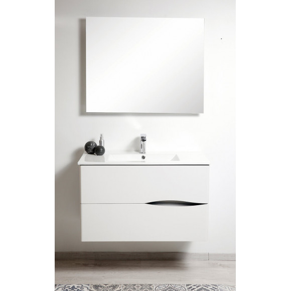 Meuble À Suspendre 2doo - L90cm - Blanc - Toucher Doux - Livré Monté