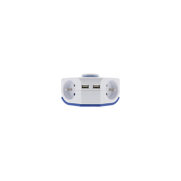Multiprise D'angle 2 Prises 16a + 2 Usb Avec Interrupteur