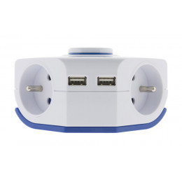 Multiprise D'angle 2 Prises 16a + 2 Usb Avec Interrupteur