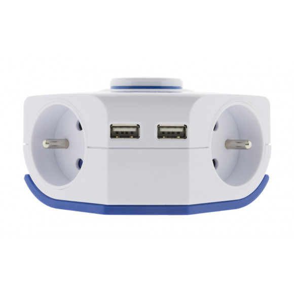 Multiprise D'angle 2 Prises 16a + 2 Usb Avec Interrupteur