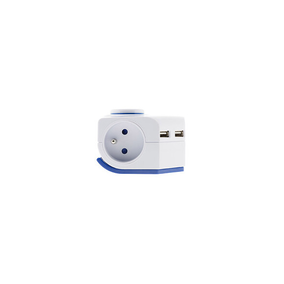 Multiprise D'angle 2 Prises 16a + 2 Usb Avec Interrupteur