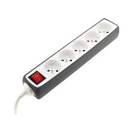 Multiprise 5 Prises 16a 2p+t Avec Interrupteur Et Housse Grise - Zenitech