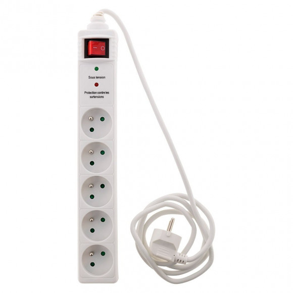Bloc 5x 16a Avec Interrupteur Parafoudre + Parasurtenseur - Blanc - Zenitech