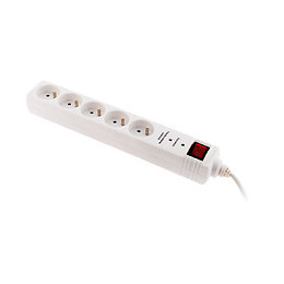 Bloc 5x 16a Avec Interrupteur Parafoudre + Parasurtenseur - Blanc - Zenitech