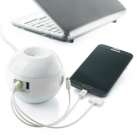 Multiprise Multimédia Wattball  2p 16a + 1p 6a + Usb 2.1a - Blanche