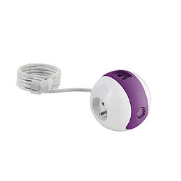 Multiprise Multimédia Wattball  2p 16a + 1p 6a + Usb 2.1a - Violette