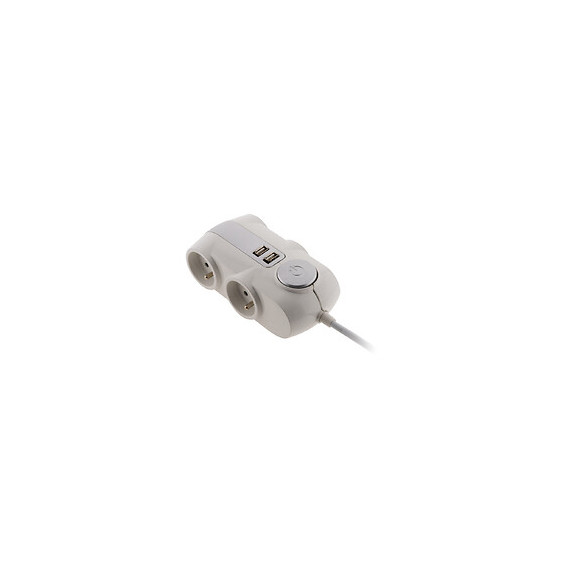 Bloc Premium 4x 16a 2p+t Avec Interrupteur - Câble Ho5vv-f 3g1mm² 1,5m + 2x Usb Équipé D'une Fiche Extraplate Blanc