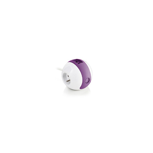 Multiprise Multimédia Wattball  2p 16a + 1p 6a + Usb 2.1a - Violette