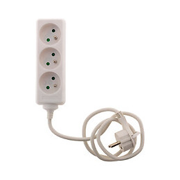 Bloc 3 Prises Avec Fiche Extra Plate Blanc 1m - Zenitech