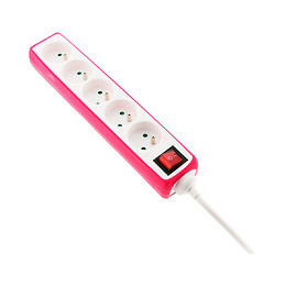 Multiprise 5 Prises 16a 2p+t Avec Interrupteur Et Housse Rose - Zenitech