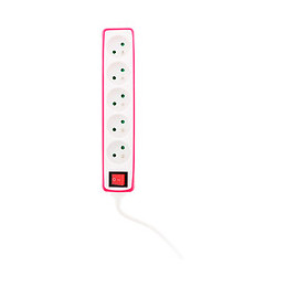 Multiprise 5 Prises 16a 2p+t Avec Interrupteur Et Housse Rose - Zenitech