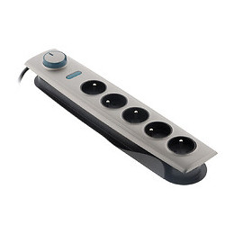 Bloc Multiprise Parafoudre 5 Prises Avec Interrupteur - Titanium - Otio
