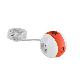 Multiprise Multimédia Wattball  2p 16a + 1p 6a + Usb 2.1a - Rouge