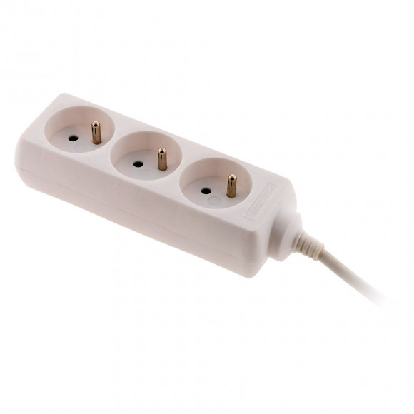 Bloc 3 Prises Avec Fiche Extra Plate Blanc 1m - Zenitech
