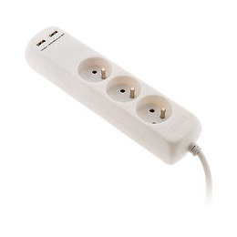 Bloc 3 Prises 16a 2p+t Avec 2x Usb En 2.1a Câble H05vv-f 3g1mm² 1m - Zenitech