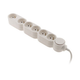 Bloc Home 6 Prises 16a 2p+t Avec Interrupteur Et Fiche Extraplate - Blanc - Câble Ho5vv-f 3g1 1,5m