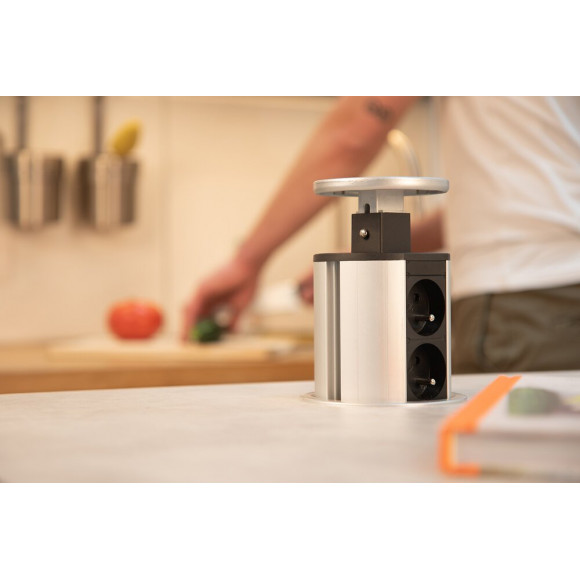 Bloc Cuisine Escamotable Ø100mm 4 Prises - Otio
