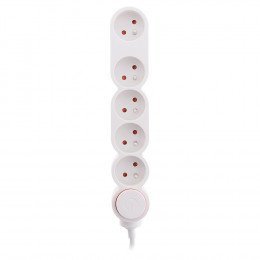 Bloc Home 5 Prises 16a 2p+t Avec Interrupteur Et Fiche Extraplate - Blanc - Câble Ho5vv-f 3g1 1,5m