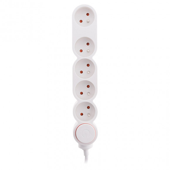 Bloc Home 5 Prises 16a 2p+t Avec Interrupteur Et Fiche Extraplate - Blanc - Câble Ho5vv-f 3g1 1,5m