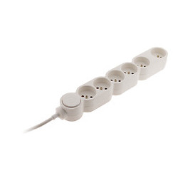 Bloc Home 6 Prises 16a 2p+t Avec Interrupteur Et Fiche Parafoudre - Blanc - Câble Ho5vv-f 3g1 1,5m