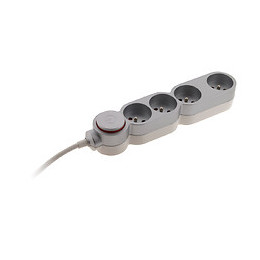 Bloc Home 4 Prises 16a 2p+t Avec Interrupteur Et Fiche Parafoudre - Silver - Câble Ho5vv-f 3g1 1,5m