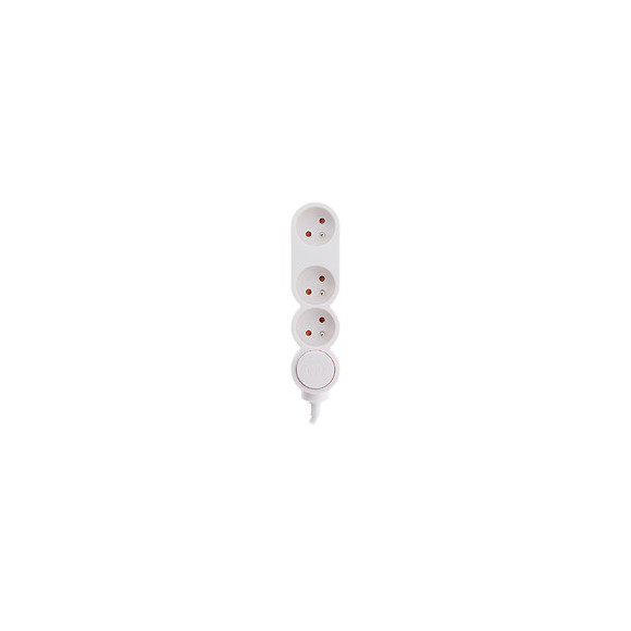 Bloc Home 3 Prises 16a 2p+t Avec Interrupteur Et Fiche Extraplate - Blanc - Câble Ho5vv-f 3g1 1,5m