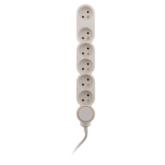 Bloc Home 6 Prises 16a 2p+t Avec Interrupteur Et Fiche Extraplate - Blanc - Câble Ho5vv-f 3g1 1,5m