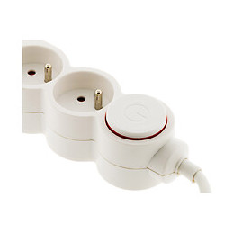 Bloc Home 4 Prises 16a 2p+t + 2x Usb 2,1a Avec Interrupteur Et Fiche Extraplate - Blanc - Câble Ho5vv-f 3g1 1,5m