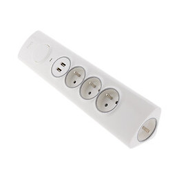 Multiprise D'angle 3p 16a + 1p 16a Latérale + 2 Usb Parafoudre À Câbler - Otio