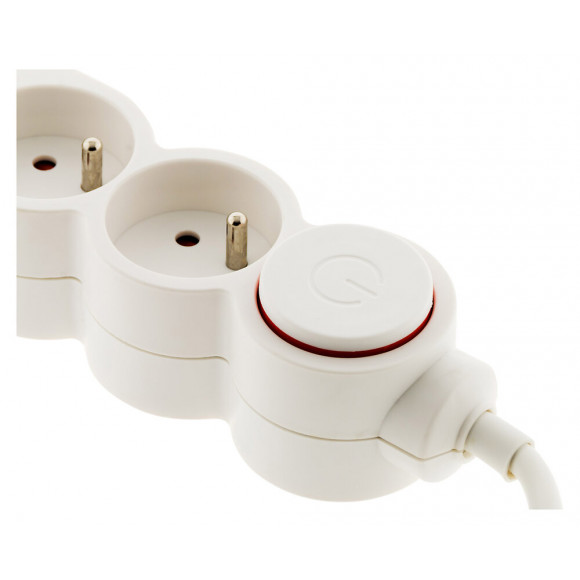 Bloc Home 4 Prises 16a 2p+t + 2x Usb 2,1a Avec Interrupteur Et Fiche Extraplate - Blanc - Câble Ho5vv-f 3g1 1,5m