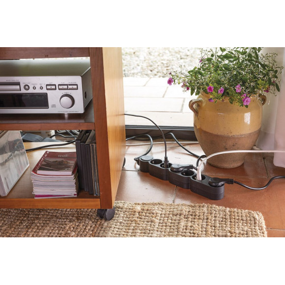 Bloc Multiprise Écoresponsable 6 Prises 2p+t Home Green - Noir