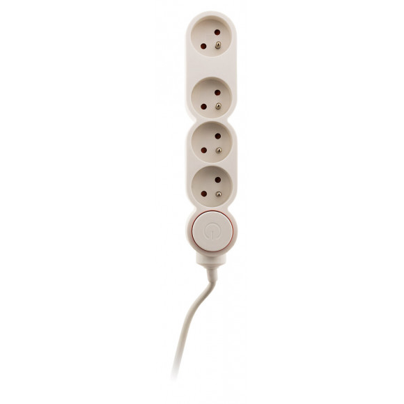 Bloc Home 4 Prises 16a 2p+t Avec Interrupteur Et Fiche Parafoudre - Blanc - Câble Ho5vv-f 3g1 1,5m