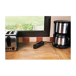 Bloc Multiprise Écoresponsable 3 Prises 2p+t Home Green - Noir