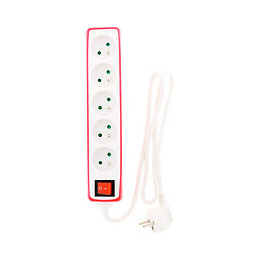 Multiprise 5 Prises 16a 2p+t Avec Interrupteur Et Housse Rouge - Zenitech