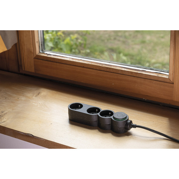 Bloc Multiprise Écoresponsable 3 Prises 2p+t Home Green - Noir