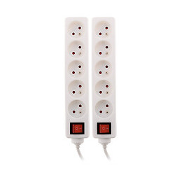 Lot 2 Blocs 5x 16a 2p+t Avec Interrupteur Blanc - Zenitech