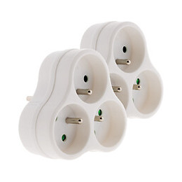 Lot De 2 Triplites 3x 16a Triangulaires Blanc