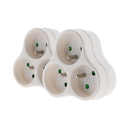 Lot De 2 Triplites 3x 16a Triangulaires Blanc