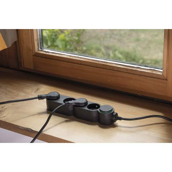 Bloc Multiprise Écoresponsable 4 Prises 2p+t  Home Green - Noir