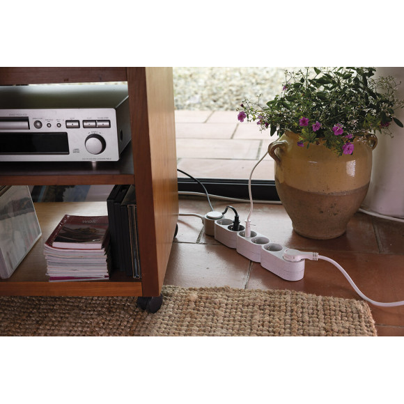 Bloc Multiprise Écoresponsable 6 Prises 2p+t Home Green - Blanc