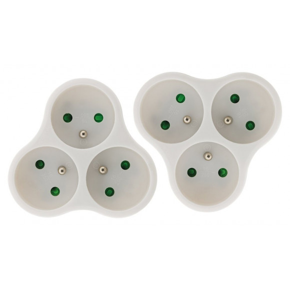 Lot De 2 Triplites 3x 16a Triangulaires Blanc