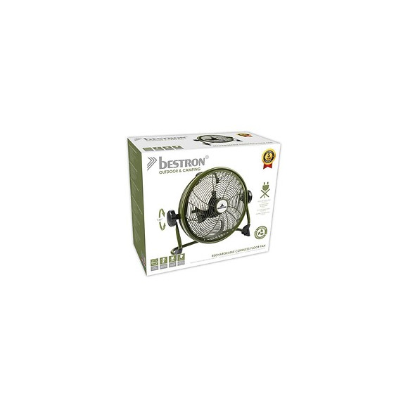 Bestron Brasseur - Panier 35cm - Rechargeable - En Couleur Outdoor Green - Debit Dair 38,42m3/min. - Vitesse De Lair 3,35m/sec
