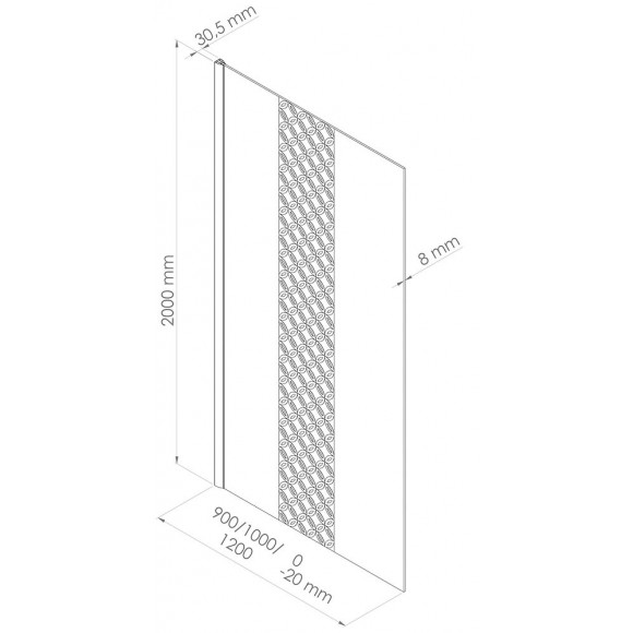 Paroi Taila - Paroi 100x200x0,8cm - Verre Trempé - Sérigraphie Givrée À Motif